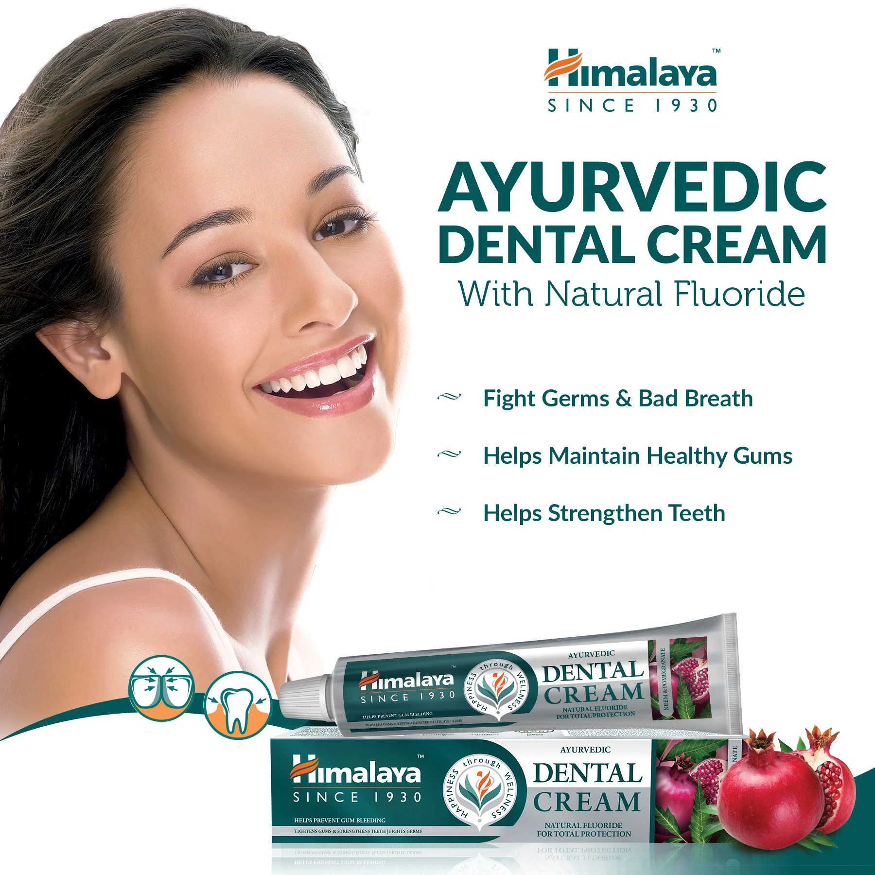 Himalaya Ayurvedic Dental Cream Herbal Toothpaste - Neem & Pomegranate - 100 g - Image 3