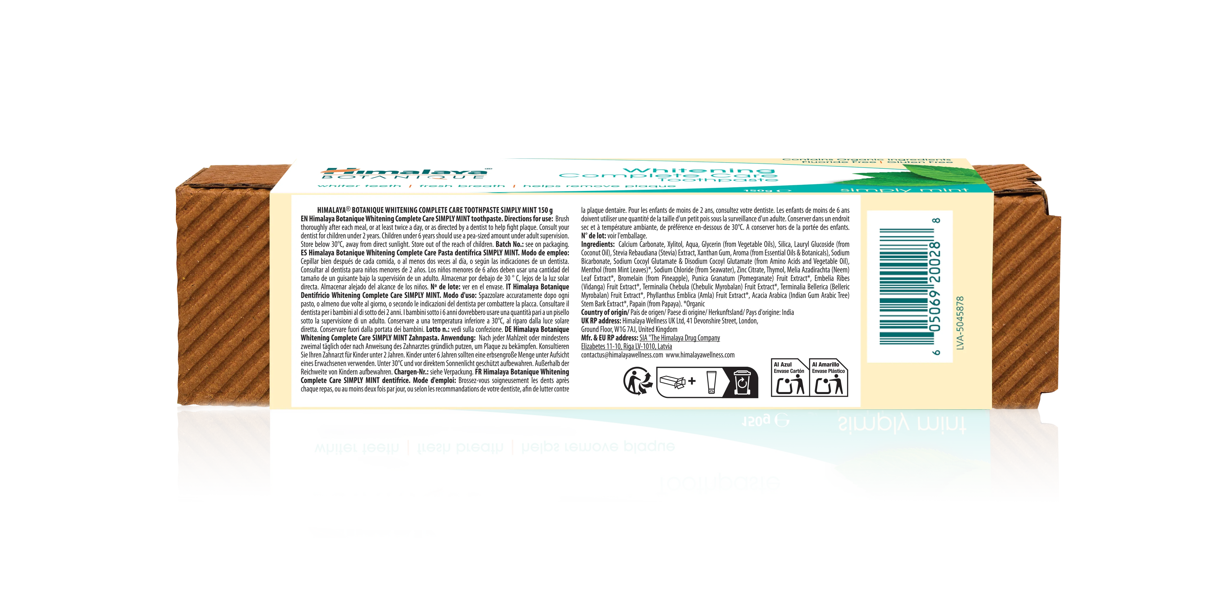 Himalaya BOTANIQUE Whitening Complete Care Toothpaste - Simply Mint - 150g - Image 6