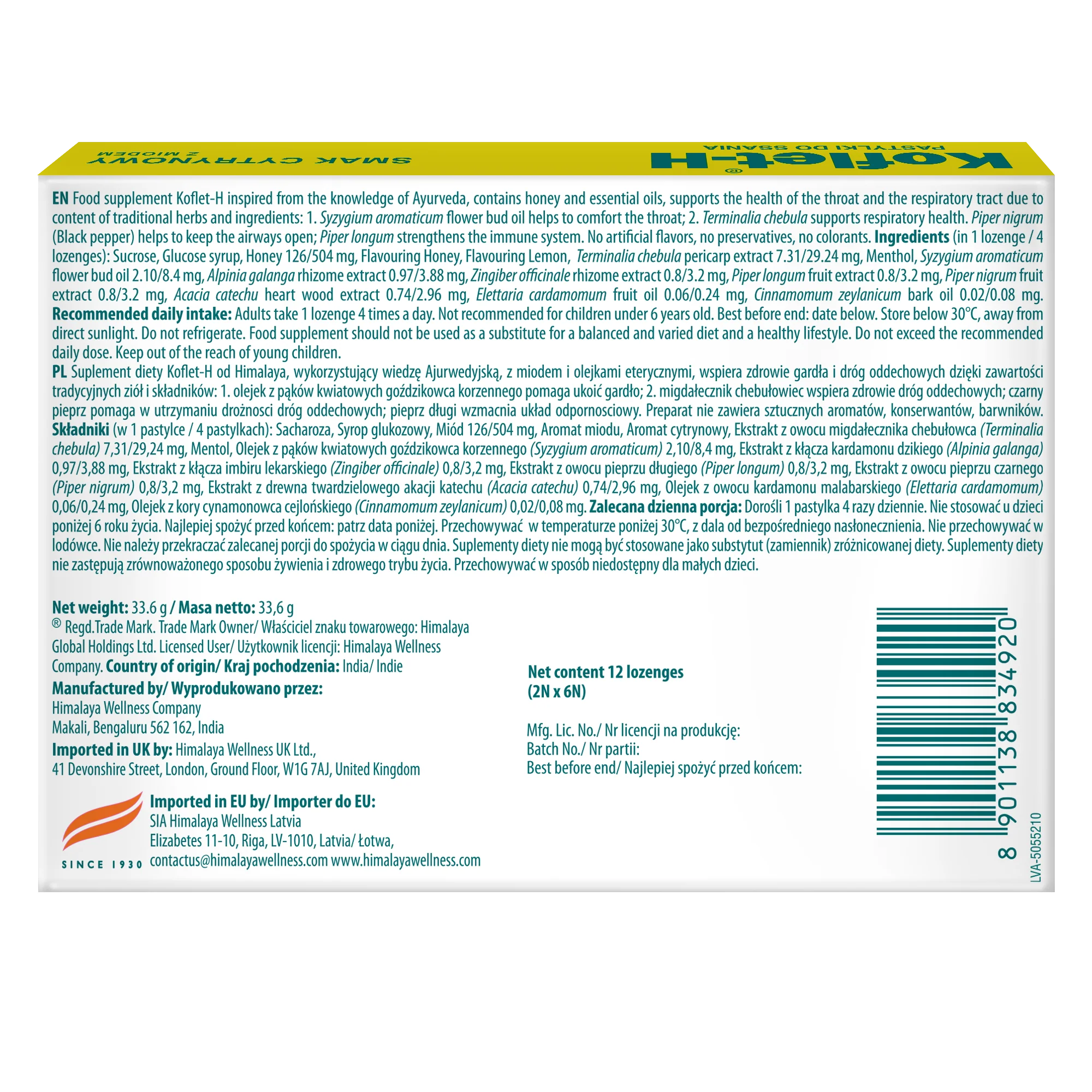 Himalaya Koflet-H Lemon - Lozenges 2x6s - Image 7