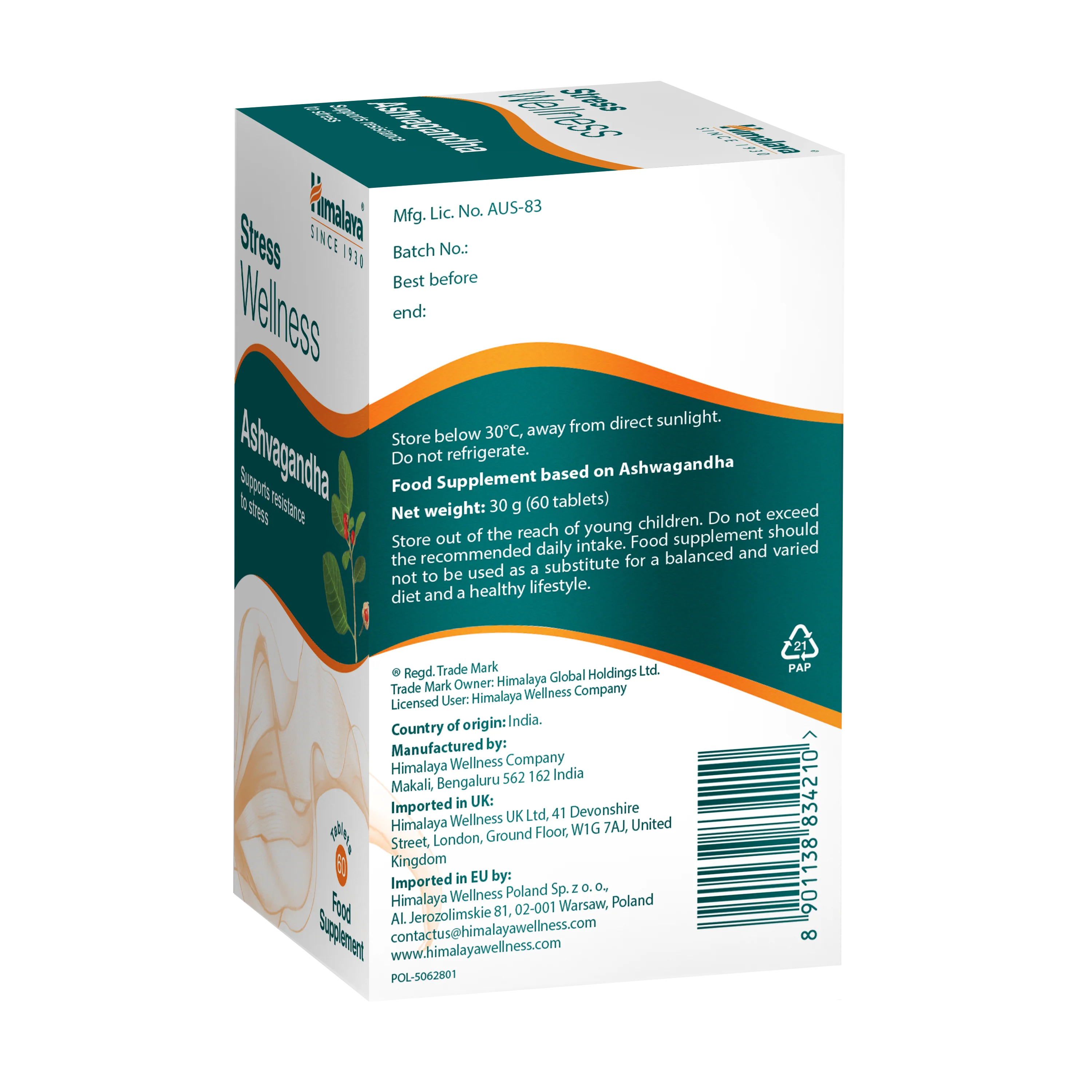 Himalaya Stress Wellness Ashvagandha - 60 Tablets - Image 6